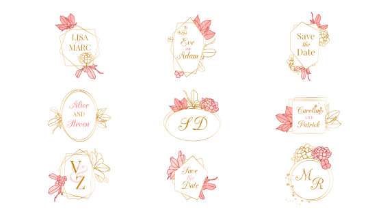 九个婚礼标签矢量素材(AI/EPS/PNG)