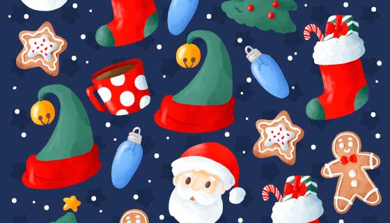 可爱手绘圣诞背景矢量素材(AI/EPS)