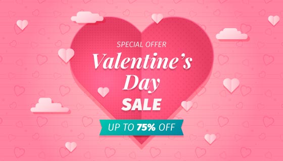 红色爱心情人节促销矢量素材(AI/EPS)