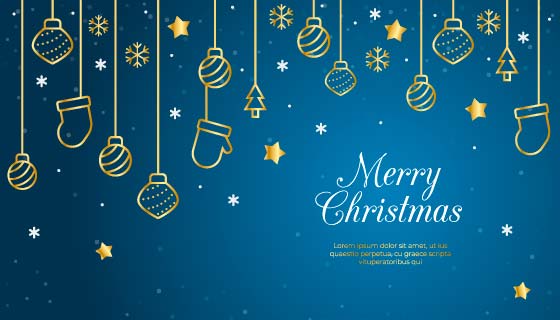 金色挂饰圣诞节背景矢量素材(AI/EPS)