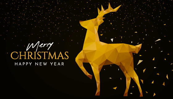 金色多边形圣诞驯鹿矢量素材(AI/EPS)