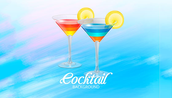 水彩背景鸡尾酒矢量素材(EPS/AI)