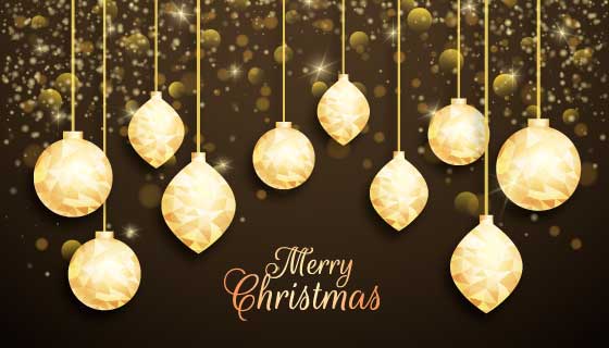 金色圣诞球吊坠圣诞节背景矢量素材(AI/EPS)