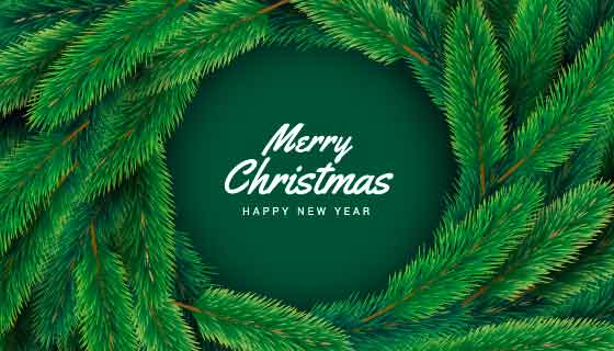 绿色松枝环绕圣诞节背景矢量素材(AI/EPS)