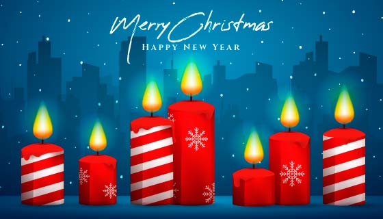 红色蜡烛圣诞节背景矢量素材(AI/EPS)
