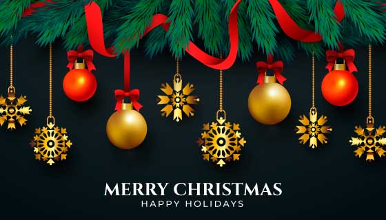 金色装饰品圣诞节背景矢量素材(AI/EPS)