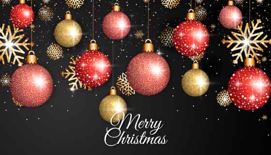 金色圣诞球圣诞节背景矢量素材(AI/EPS)