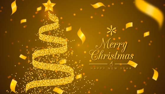 金色抽象圣诞树圣诞节背景矢量素材(AI/EPS)