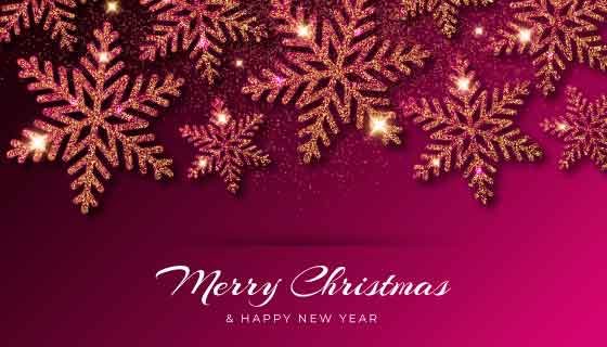 金色粒子雪花圣诞节背景矢量素材(AI/EPS)