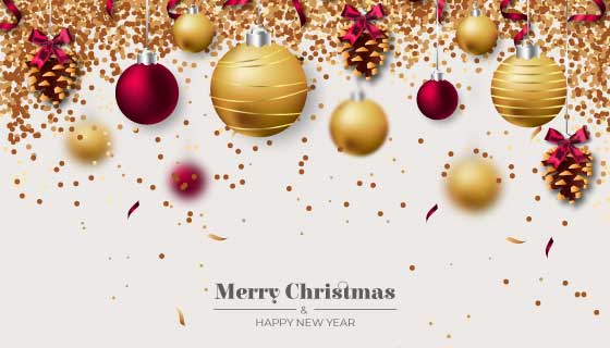 逼真装饰品圣诞节背景矢量素材(AI/EPS)