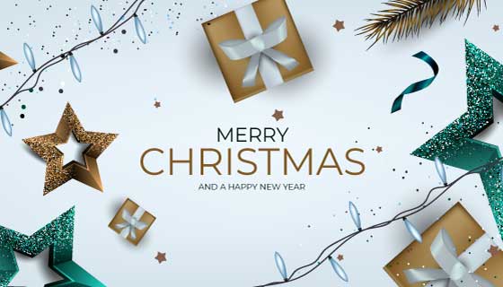 逼真装饰品圣诞节背景矢量素材(AI/EPS)