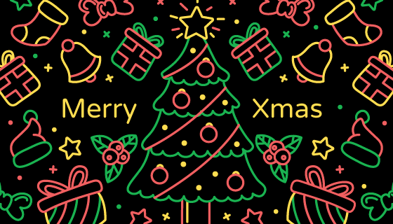 手绘圣诞节元素图案背景矢量素材(AI/EPS/PNG)