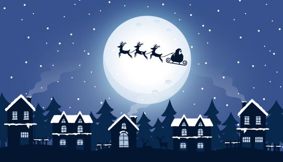 穿梭在夜空中的圣诞老人矢量素材(AI/EPS)