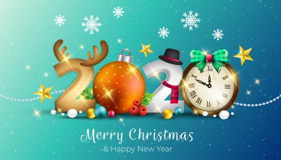 创意有趣的圣诞节和新年快乐背景矢量素材(AI/EPS)