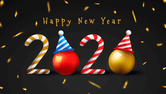 有趣可爱的2020新年快乐背景矢量素材(AI/EPS)