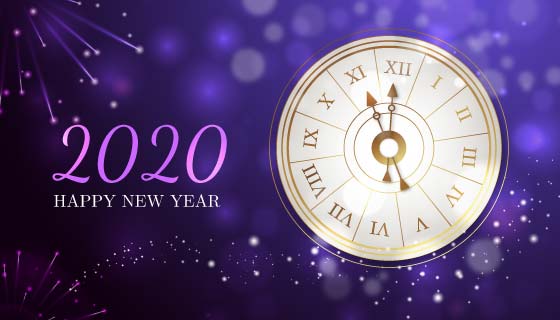 时钟设计2020新年快乐背景矢量素材(AI/EPS)