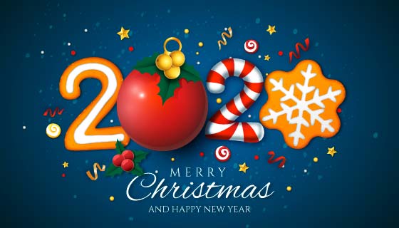 逼真元素设计2020新年快乐背景矢量素材(AI/EPS/PNG)