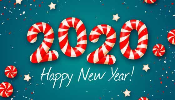 创意数字2020新年快乐矢量素材(AI/EPS)