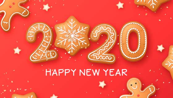姜饼人2020新年快乐背景矢量素材(AI/EPS)