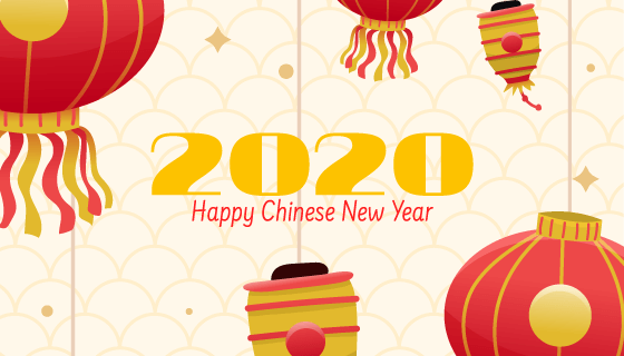 手绘灯笼2020春节快乐矢量素材(AI/EPS)