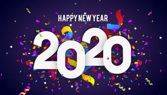 五彩纸屑2020新年快乐背景矢量素材(AI/EPS/PNG)