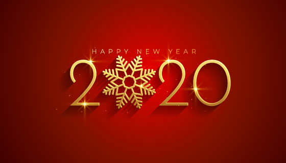 金色雪花2020新年快乐背景矢量素材(EPS)