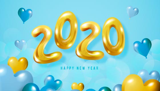 有趣的气球2020新年快乐背景矢量素材(AI/EPS)