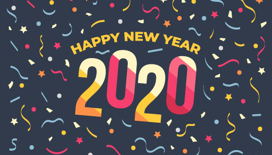 五彩纸屑2020新年快乐背景矢量素材(AI/EPS/PNG)