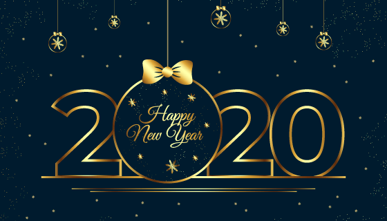 金色轮廓2020新年快乐背景矢量素材(AI/EPS)