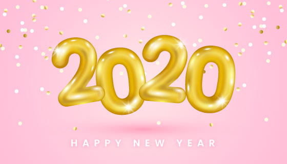 金色数字气球2020新年快乐背景矢量素材(AI/EPS)