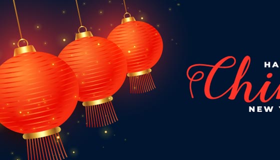 红色灯笼春节快乐banner矢量素材(EPS)