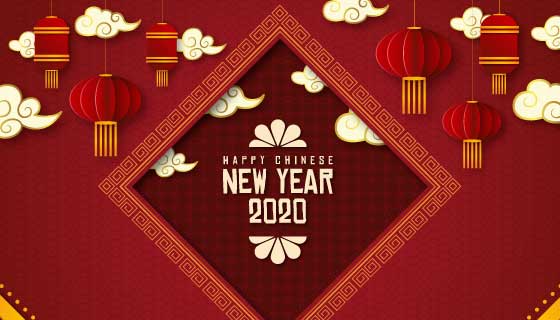 剪纸风格2020春节快乐矢量素材(AI/EPS)