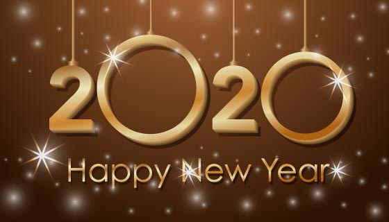 闪闪的雪花2020新年快乐矢量素材(EPS)