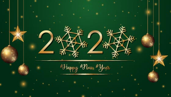 金色装饰2020新年快乐矢量素材(EPS)