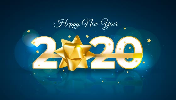 金色礼物2020新年快乐矢量素材(AI/EPS)