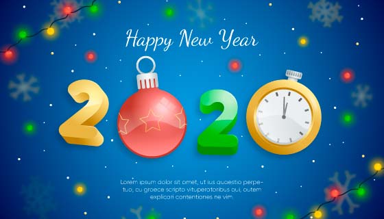 卡通圣诞装饰品2020新年快乐矢量素材(AI/EPS/PNG)