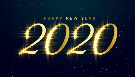 金光闪闪的2020新年快乐矢量素材(EPS)