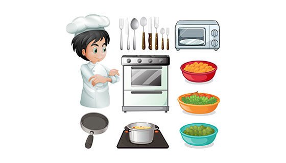 厨师及厨房工具矢量素材(EPS)