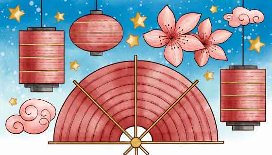 水彩风格设计2020春节快乐矢量素材(AI/EPS)