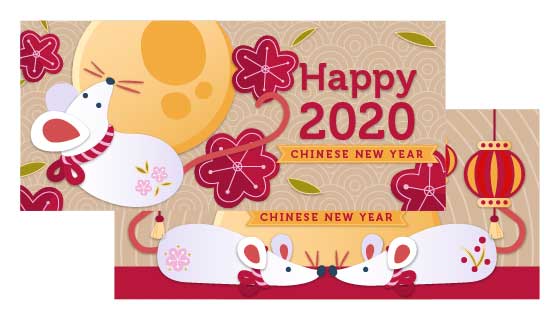 可爱老鼠春节快乐banner矢量素材(AI/EPS)