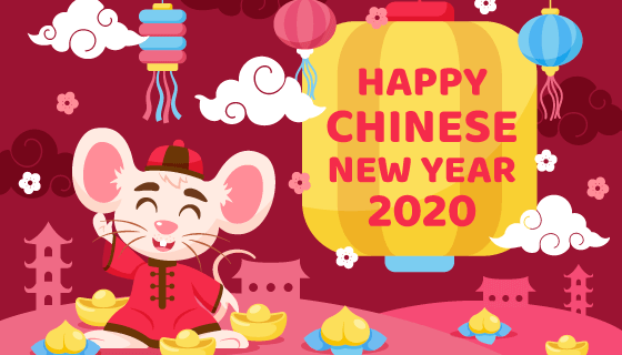 可爱老鼠2020春节快乐矢量素材(AI/EPS/PNG)