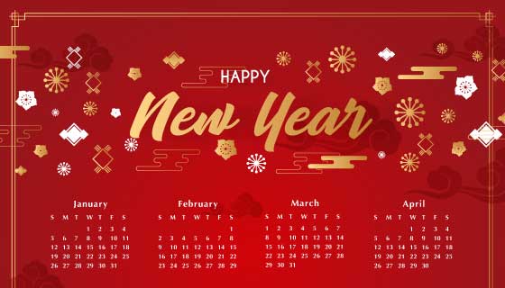 红色设计2020年日历矢量素材(AI/EPS)