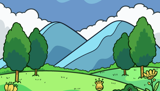 手绘风格春天景色矢量素材(AI/EPS)