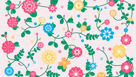 五彩缤纷的花朵春天背景矢量素材(AI/EPS/PNG)