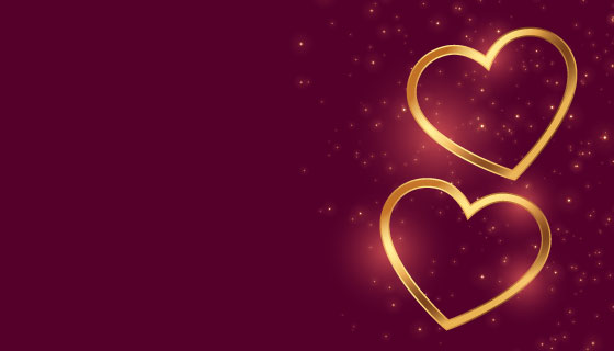 两颗金色爱心情人节设计矢量素材(EPS)