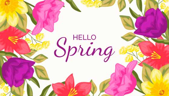 多彩花卉春天背景矢量素材(AI/EPS/PNG)