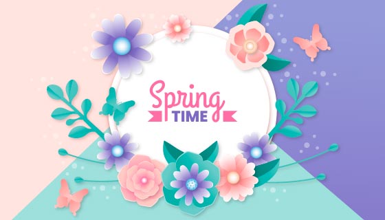 漂亮花卉春天背景矢量素材(AI/EPS)