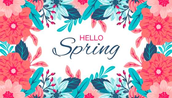 手绘五彩缤纷的花卉春天背景矢量素材(AI/EPS/PNG)