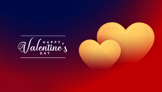 金色闪耀爱心情人节快乐banner矢量素材(EPS)