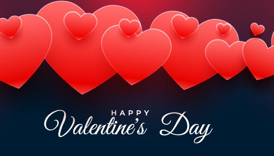 红色爱心情人节快乐banner矢量素材(EPS)